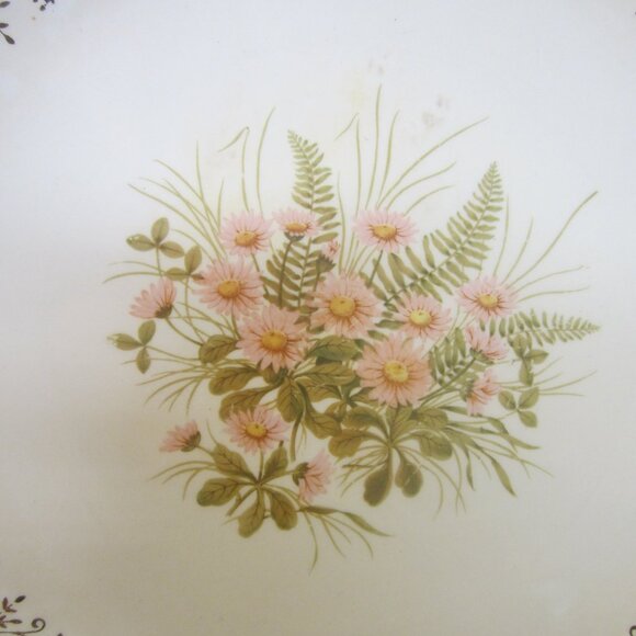 VTG SABIN INDUSTRIES INC CHINA PLATE, PINK DAISIES W/22KT GOLD ACCENTS - Picture 2 of 7